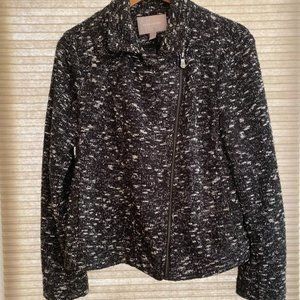 Banana Republic Black & White Boucle Moto Jacket